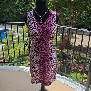 Vibrant Pink Leopard Print Dress